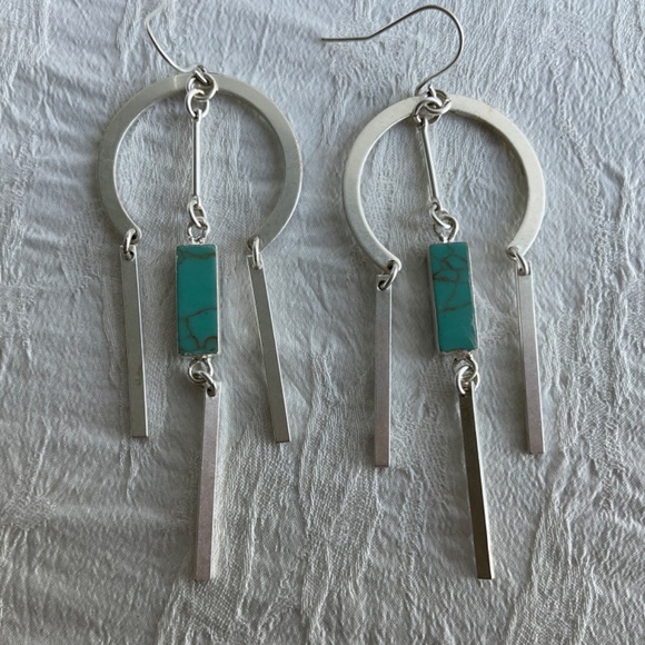Dream Catcher Earrings Pierced Silver/Turquoise - Picture 3 of 3